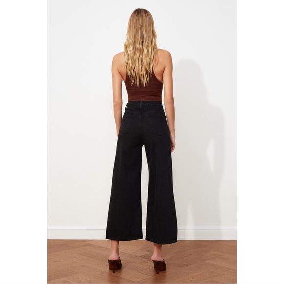 High Rise Waisted Wide Crop Leg Cotton Denim - Picture 5 of 5